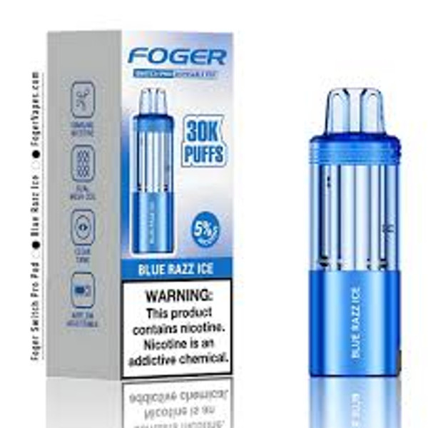FOGER 30K Blue Razz Ice vape displayed on NovaPuffs