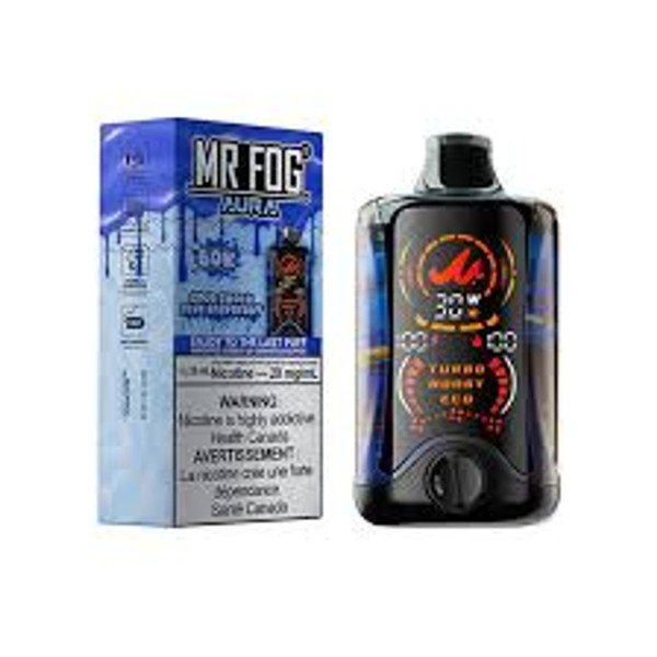 MR. FOG AURA Sour Shock Blue Raspberry 60K Puff vape featured at NOVA PUFFS