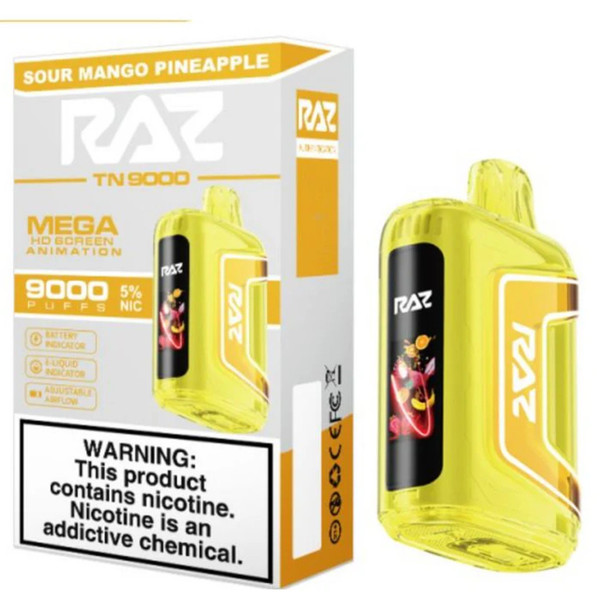 RAZ TN9000 Sour Mango Pineapple 9,000 Puff 12ML device from Nova Puffs