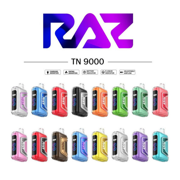 Disposable RAZ TN9000 vape in Black Cherry and Peach flavor