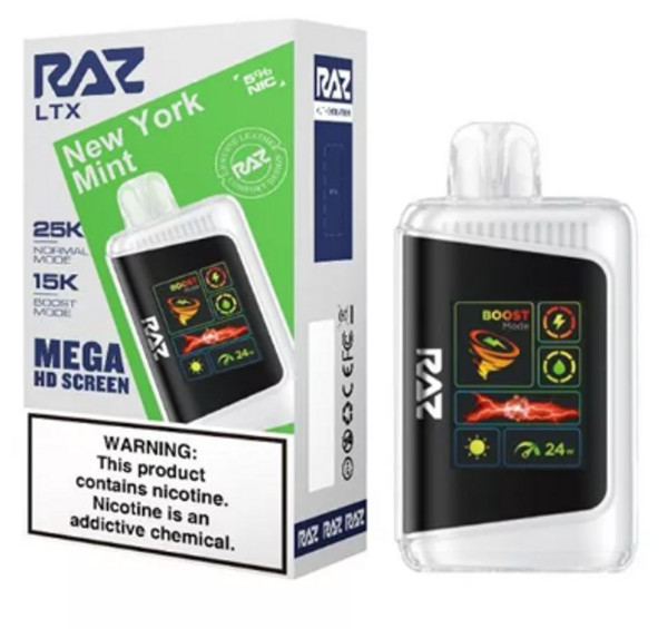 RAZ LTX 25K PUFFS New York Mint with smooth, long-lasting flavor from Nova Puffs