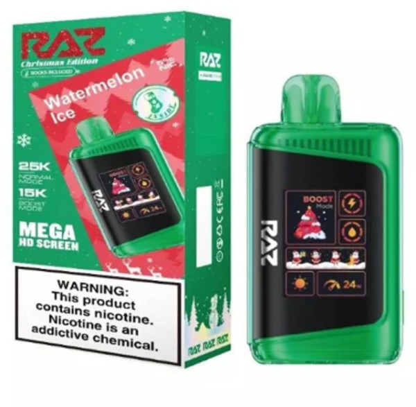RAZ LTX 25K PUFFS Watermelon Ice showcasing vibrant icy watermelon taste at Nova Puffs