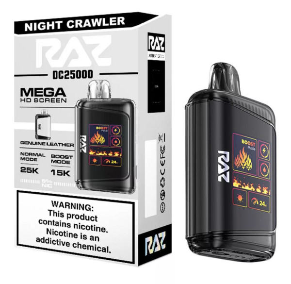 RAZ LTX 25K PUFFS Night Crawler highlighting rich and intense flavor with premium design from Nova Puffs