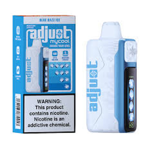 Adjust My Cool Blue Razz Ice 40K Puff disposable vape with 20ml e-liquid and 5% nicotine salt