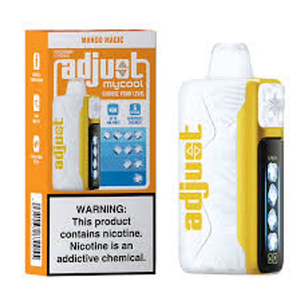 ADJUST MY COOL disposable vape with Mango Magic flavor, 40K puffs, sleek and portable design, featured at Nova Puffs