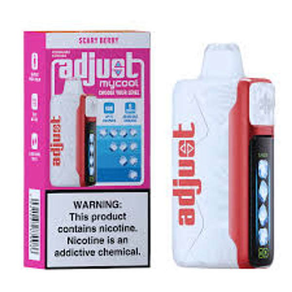 ADJUST MY COOL disposable vape with Scary Berry flavor, 40K puffs, sleek portable design, highlighted at Nova Puffs