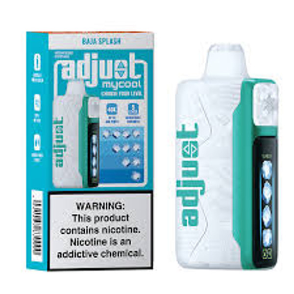 ADJUST MY COOL disposable vape with Baja Splash flavor, 40K puffs, sleek portable design, highlighted at Nova Puffs