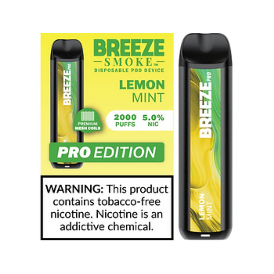 Flat-lay Breeze Pro 2000 Puff disposable vape image by NOVA PUFFS