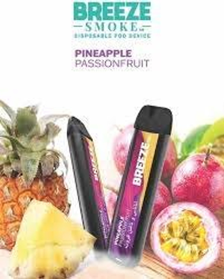 NOVA PUFFS display of Breeze Pro 2K Pineapple Passionfruit 6ml disposable device