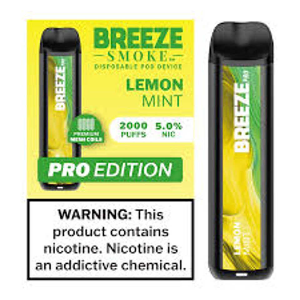 NOVA PUFFS Breeze Pro 2K Lemon Mint disposable vape with 5% nicotine