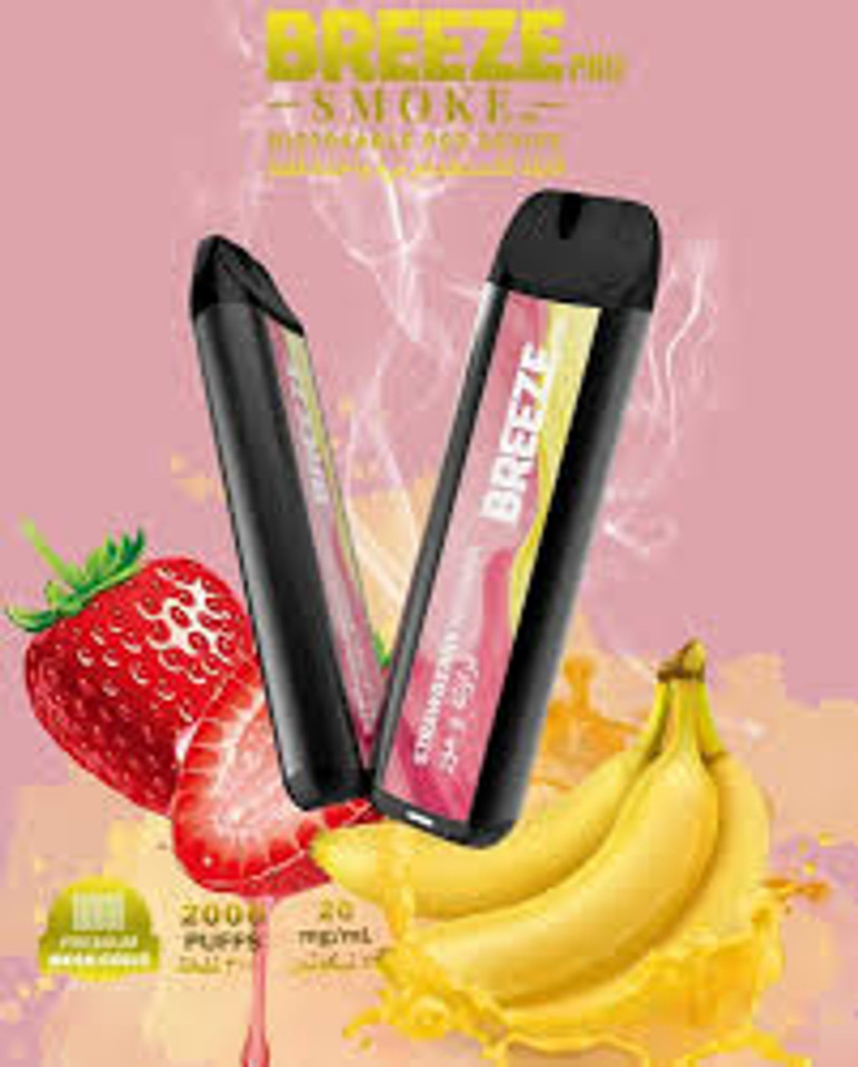 NOVA PUFFS Breeze Pro 2K Strawberry Banana disposable vape with 5% nicotine