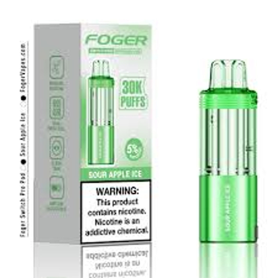 FOGER Switch Pro Pod 30K – Sour Apple Ice flavor featured at NOVA PUFFS