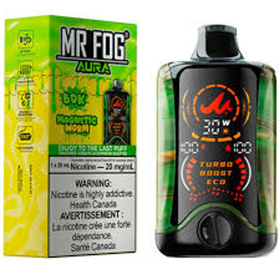 MR. FOG AURA Magnetic Worm 60K Puff vape featured at NOVA PUFFS