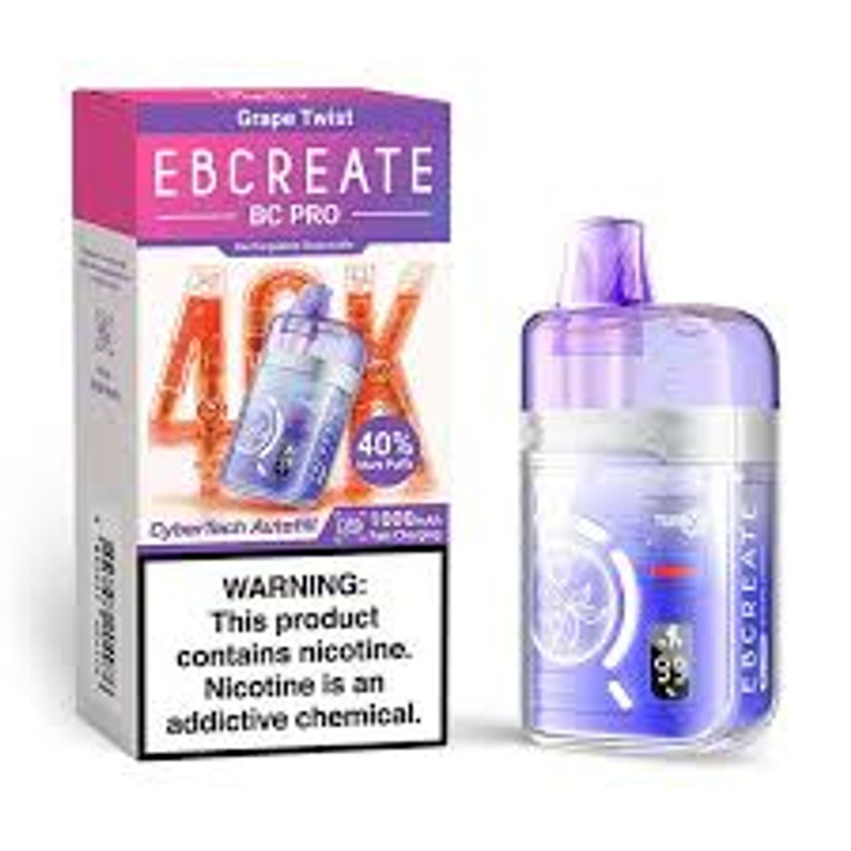 EBCREATE BC PRO Grape Twist showcasing 40,000 puffs with bold, juicy grape flavor at Nova Puffs