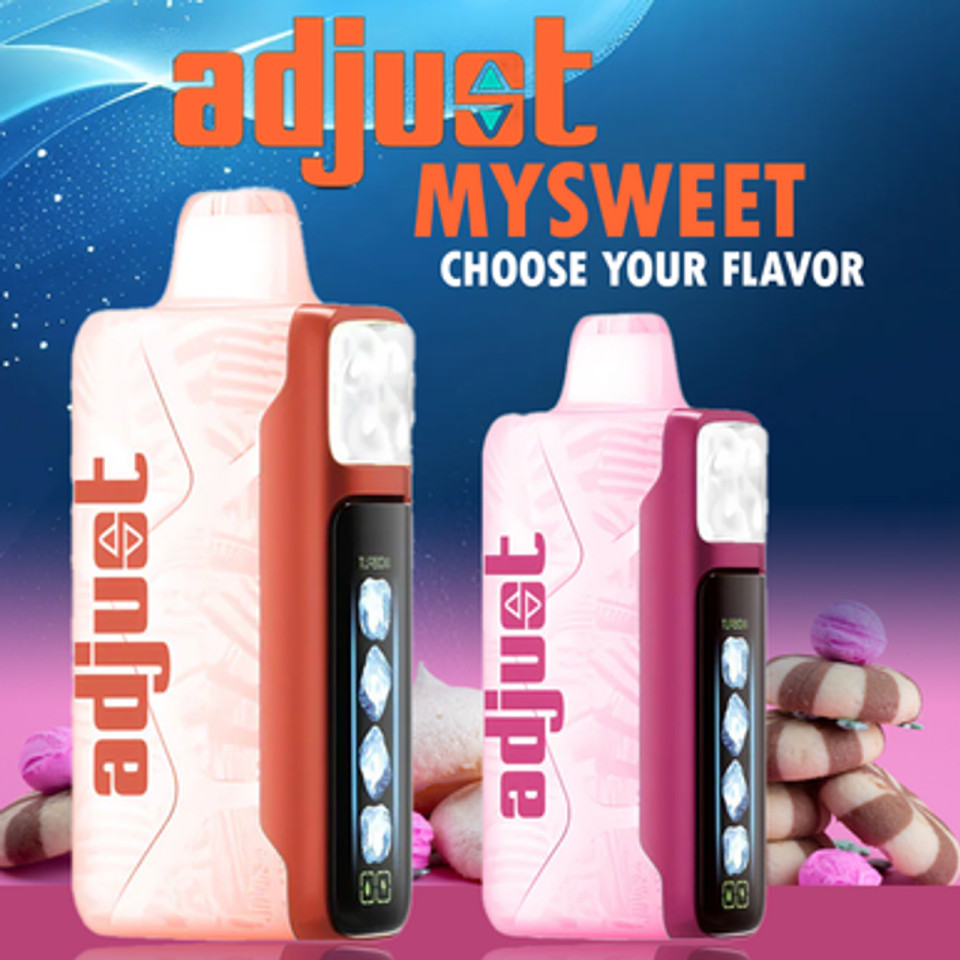 High-capacity Adjust My Sweet device emphasizing smooth sugary flavor delivery