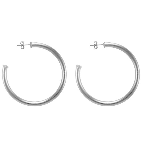 Small Everybody's Favorite Hoops Brushed Silver 2"