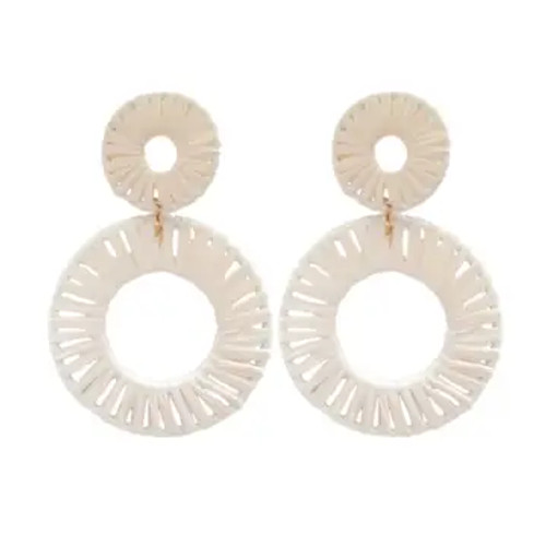 Calypso Raffia Statement Circle Earrings