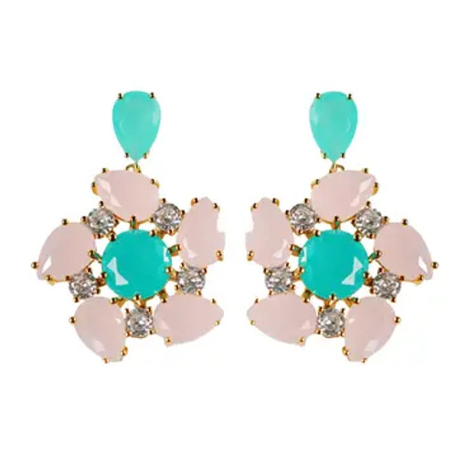 Pink & Turquoise Diamond Pinwheel Earrings Pink & Turquoise Diamond Pinwheel Earrings
