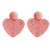 Pink Valentine's Day Beaded Heart Earrings