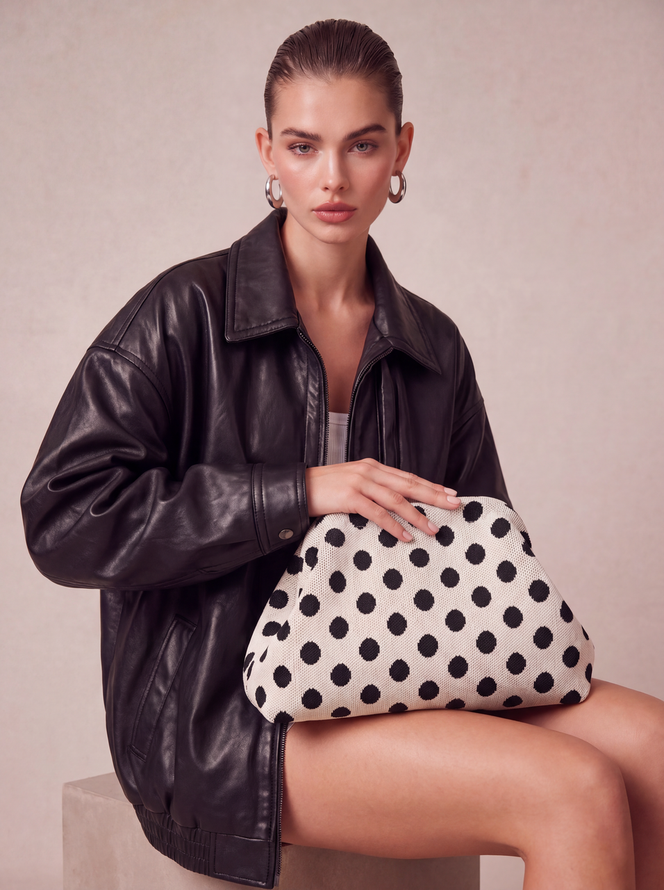 CITY GIRL POUCH POLKADOT - OFF WHITE