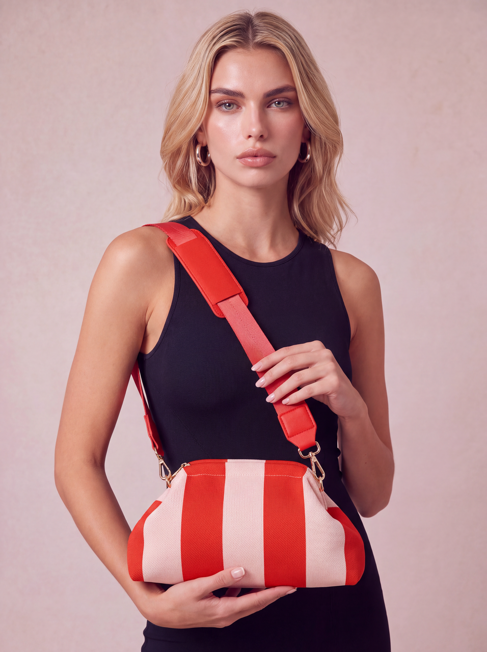 CITY GIRL POUCH + STRAP - RED/PEACH