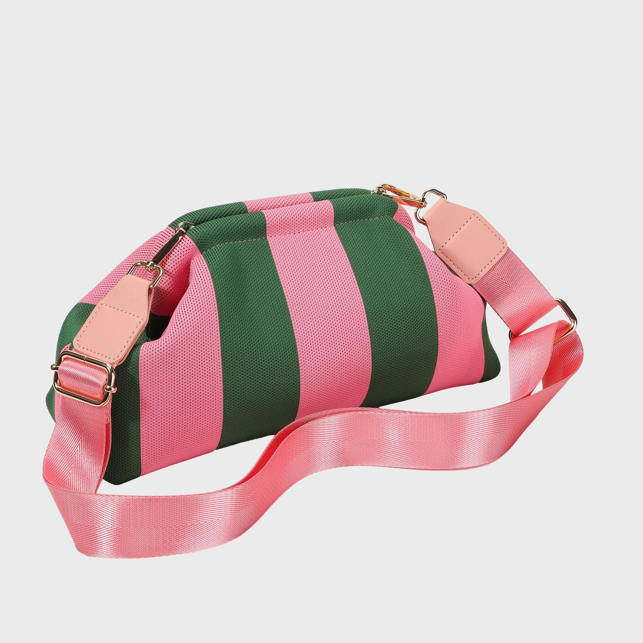 CITY GIRL POUCH + STRAP - BABY PINK / GREEN