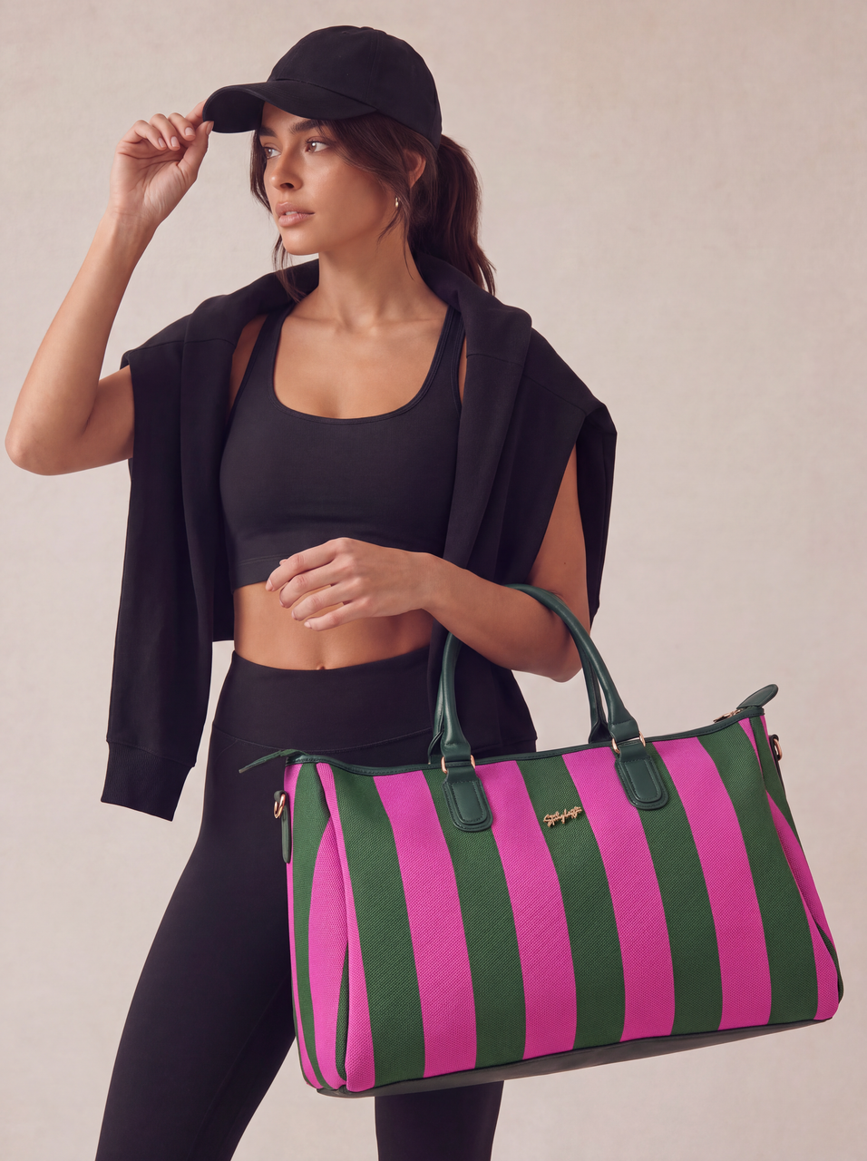 CITY GIRL TRAVEL BAG - HOT PINK / GREEN