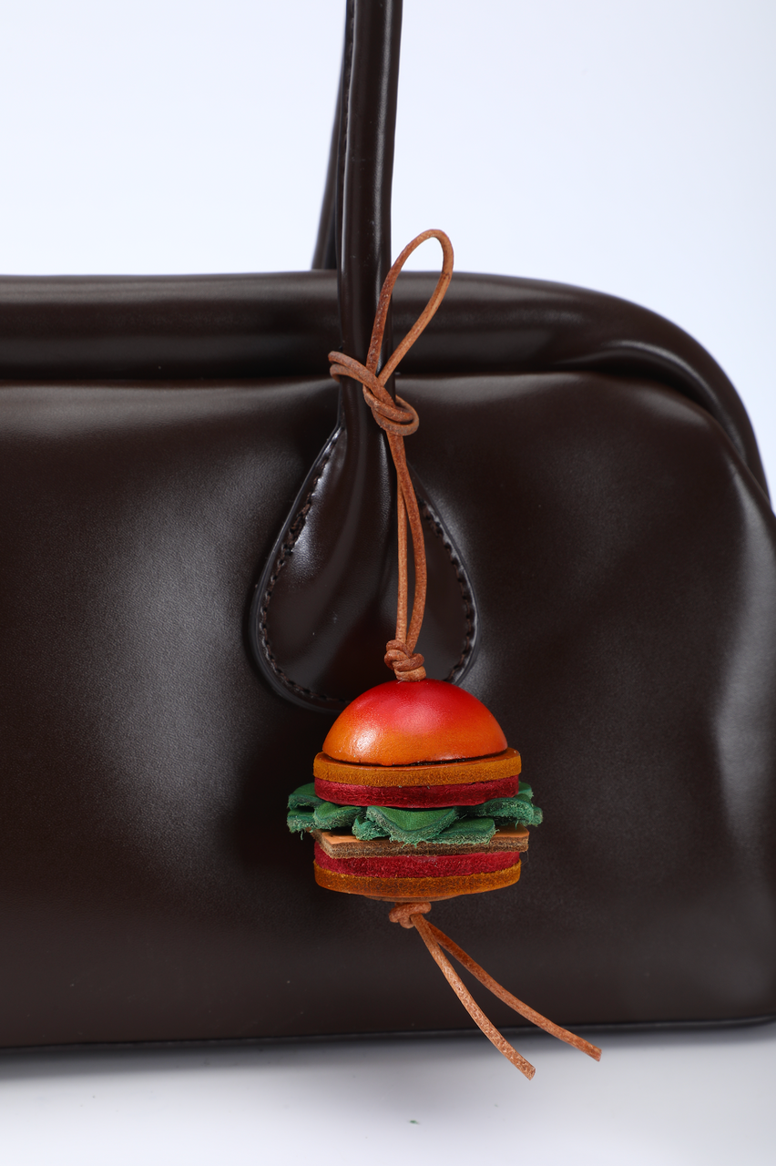 HAMBURGER CHARM - BROWN