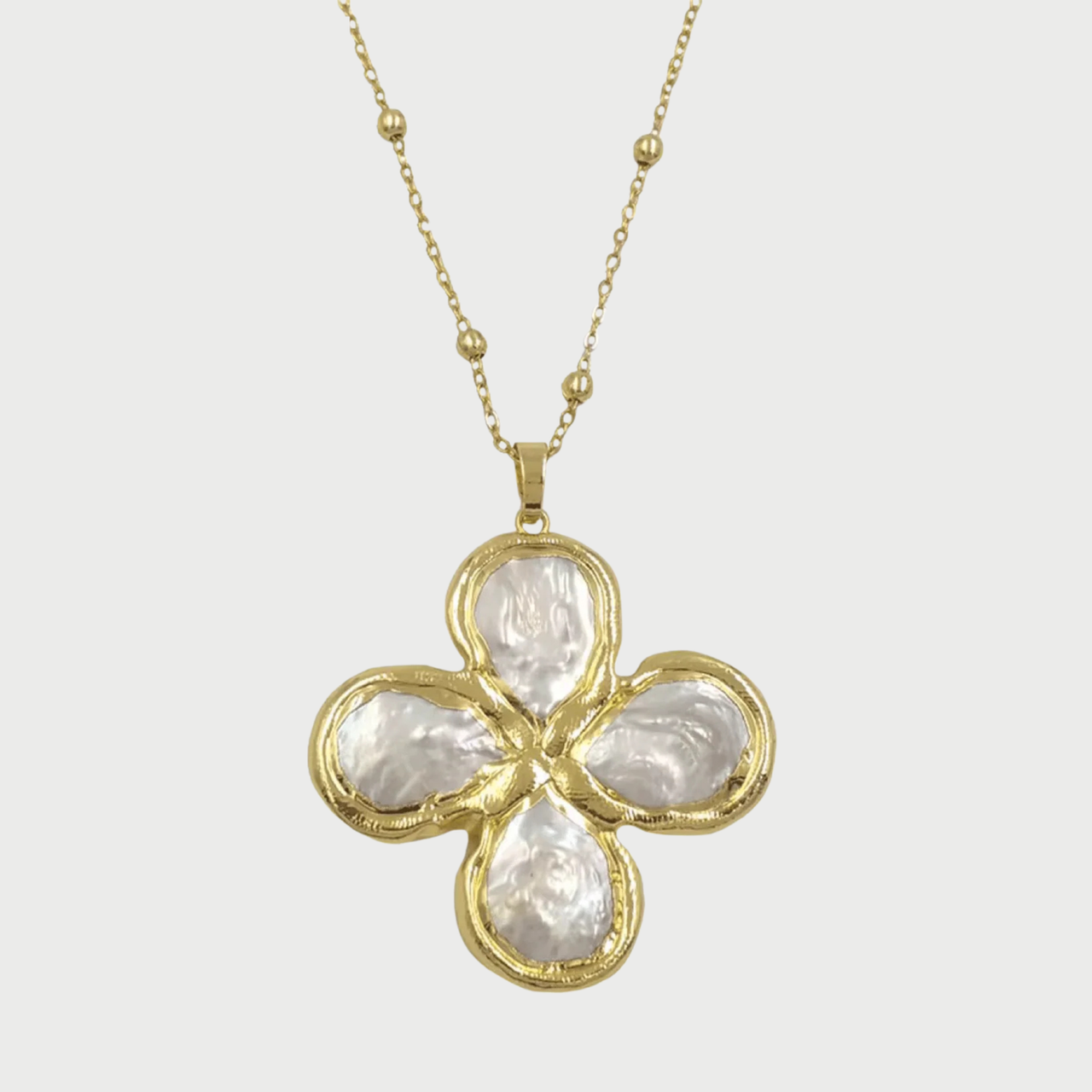OVAL CROSS NECKLACE - GOLD