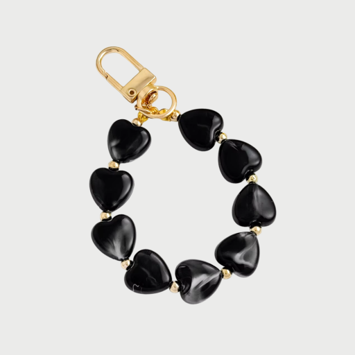 HEARTS PHONE CHARM - BLACK
