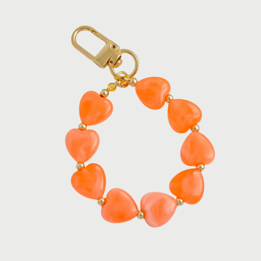 HEARTS PHONE CHARM - ORANGE