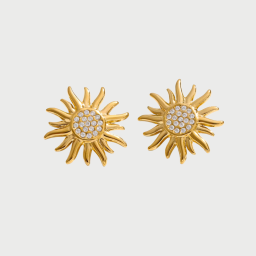 DIAMOND SUN STUDS - GOLD