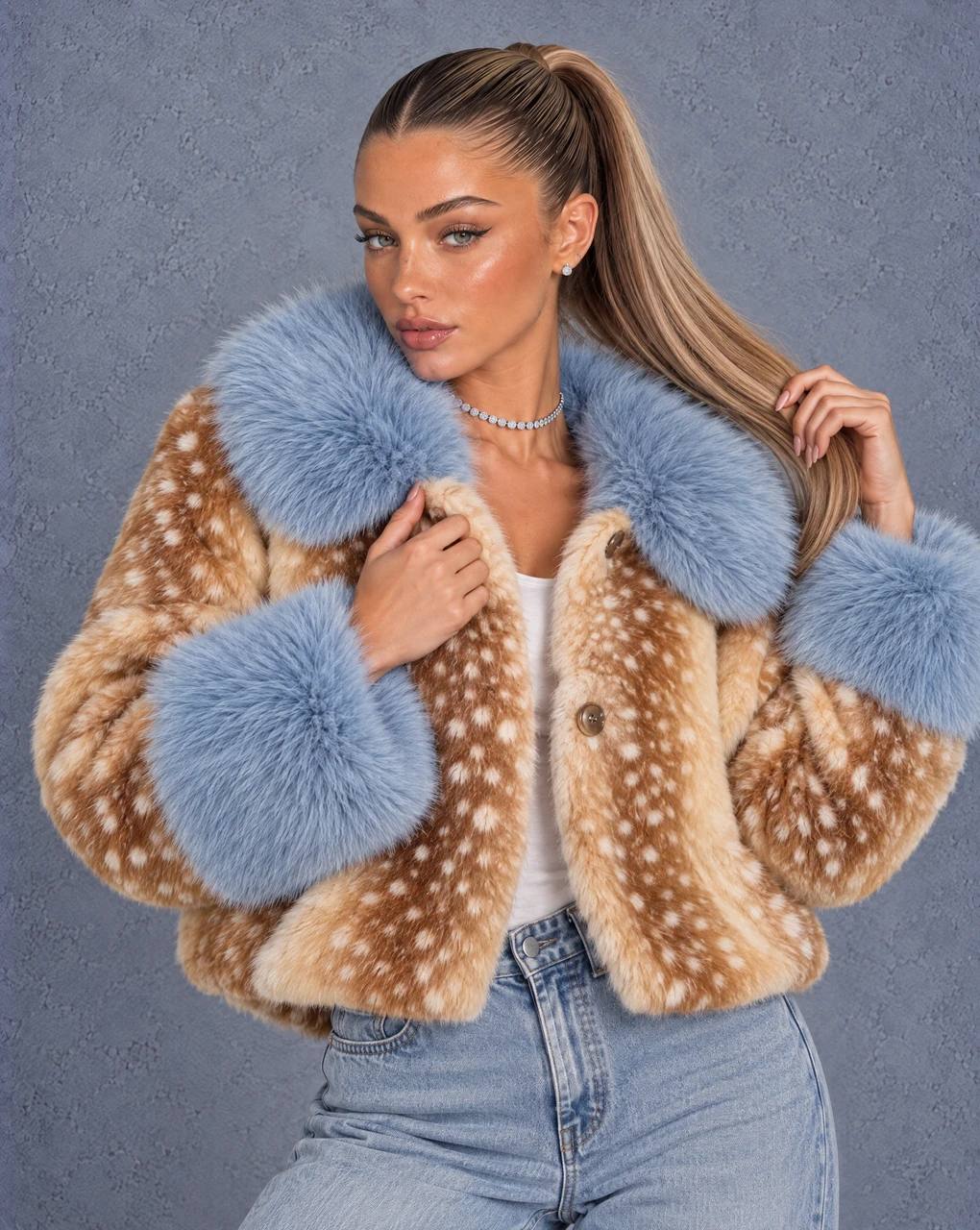 BAMBI BLUE FUR JACKET