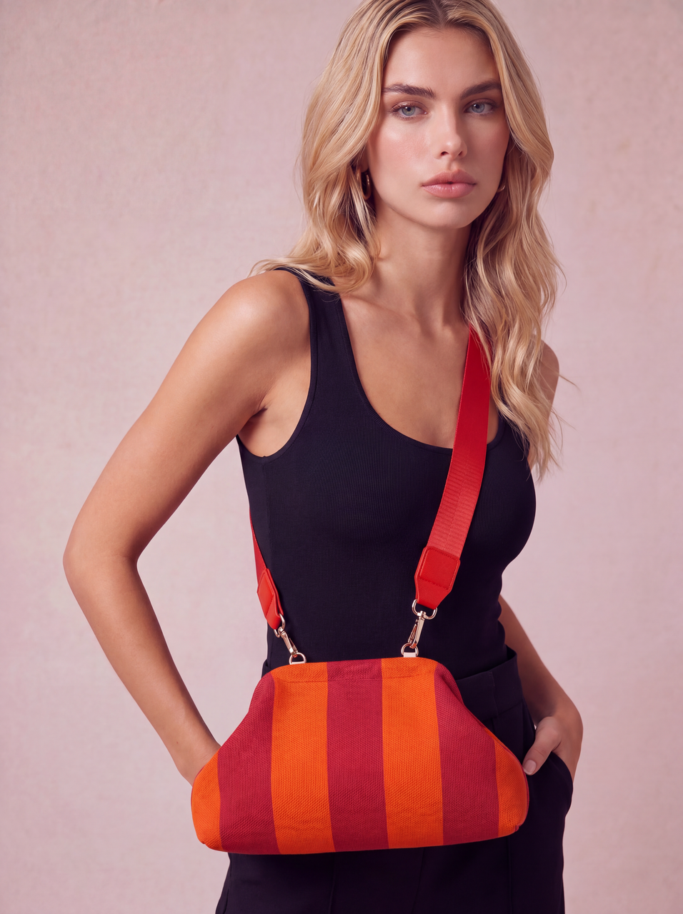 CITY GIRL POUCH + STRAP - RED/ORANGE
