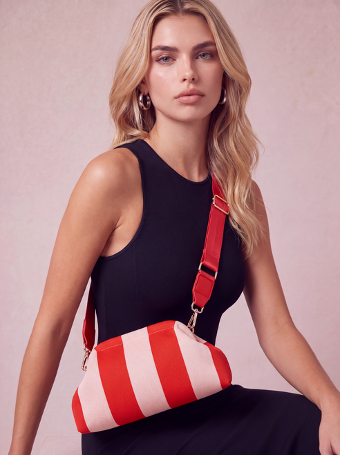 CITY GIRL POUCH + STRAP - RED/PEACH