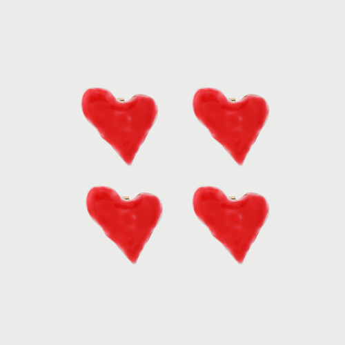 HEART BUTTON COVERS - RED