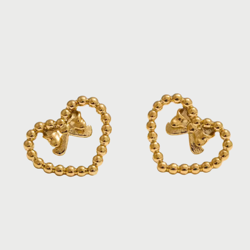 HEART BOW EARRINGS - GOLD