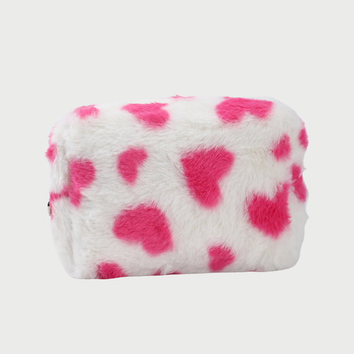 FLUFFY HEART POUCH - PINK