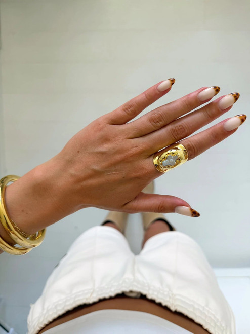 CROSS CUFF RING - GOLD