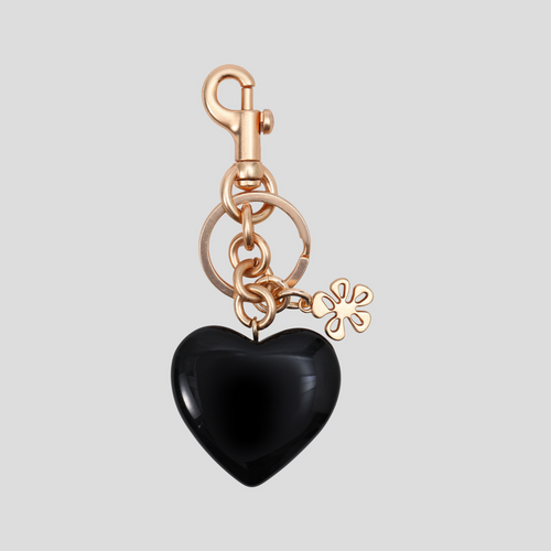 HEART BAG CHARM - BLACK