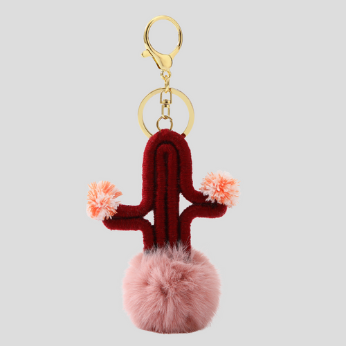 CACTUS BAG CHARM - BURGUNDY