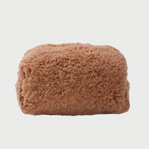 FLUFFY MAKE-UP POUCH - BROWN