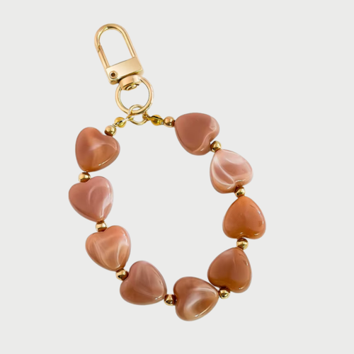HEARTS PHONE CHARM - CARAMEL