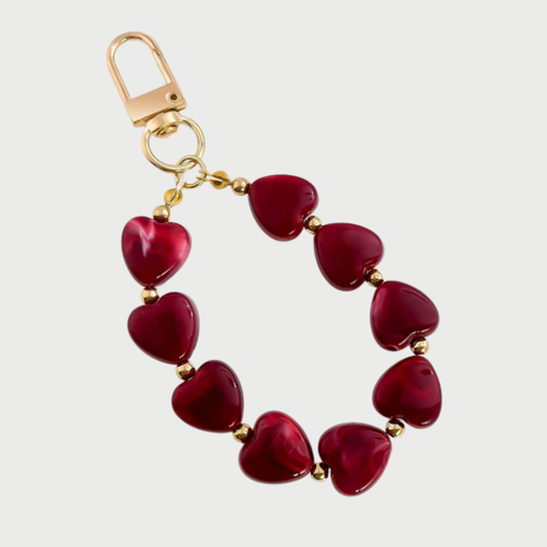 HEARTS PHONE CHARM - RED