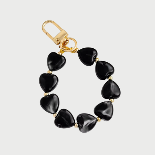 HEARTS PHONE CHARM - BLACK