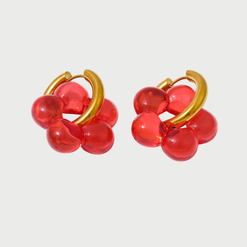 FLOWER EARRINGS - RED