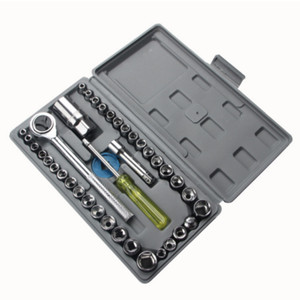 40 Pieces Metric SAE 1/4'' & 3/8" inch Drive Ratchet Socket Wrench Tool Set Case 40 Pieces Metric SAE 1/4'' & 3/8" inch Drive Ratchet Socket Wrench Tool Set Case