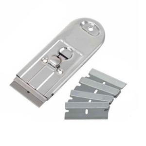 Metal Retractable Safety Scraper with 5 Single Edge 1.5" inch Razor Blades Set Metal Retractable Safety Scraper with 5 Single Edge 1.5" inch Razor Blades Set