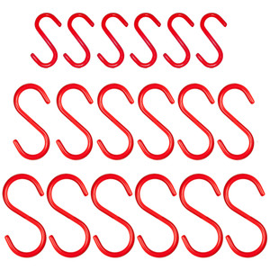 18 Pieces Red Vinyl Coated S Shaped Hooks Set for Hanging Kitchen Rack (3" inch + 4" inch + 5" inch) 18 Pieces Red Vinyl Coated S Shaped Hooks Set for Hanging Kitchen Rack (3" inch + 4" inch + 5" inch)