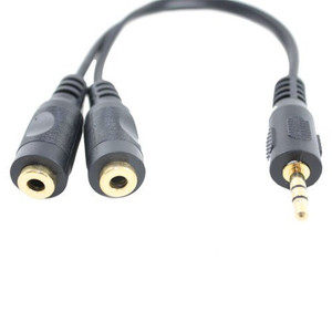 6 inch 3.5mm Gold Plated Audio Y Splitter Headphone Cable Black 6 inch 3.5mm Gold Plated Audio Y Splitter Headphone Cable Black